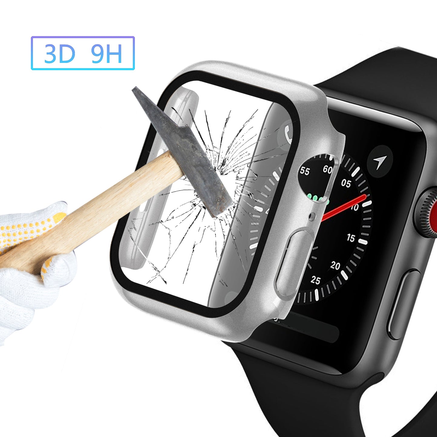 2-in-1 9H Tempered Glass Film Matte Hard PC Watch Case Cover for Apple Watch Series 7 45mm / Series 8 45mm