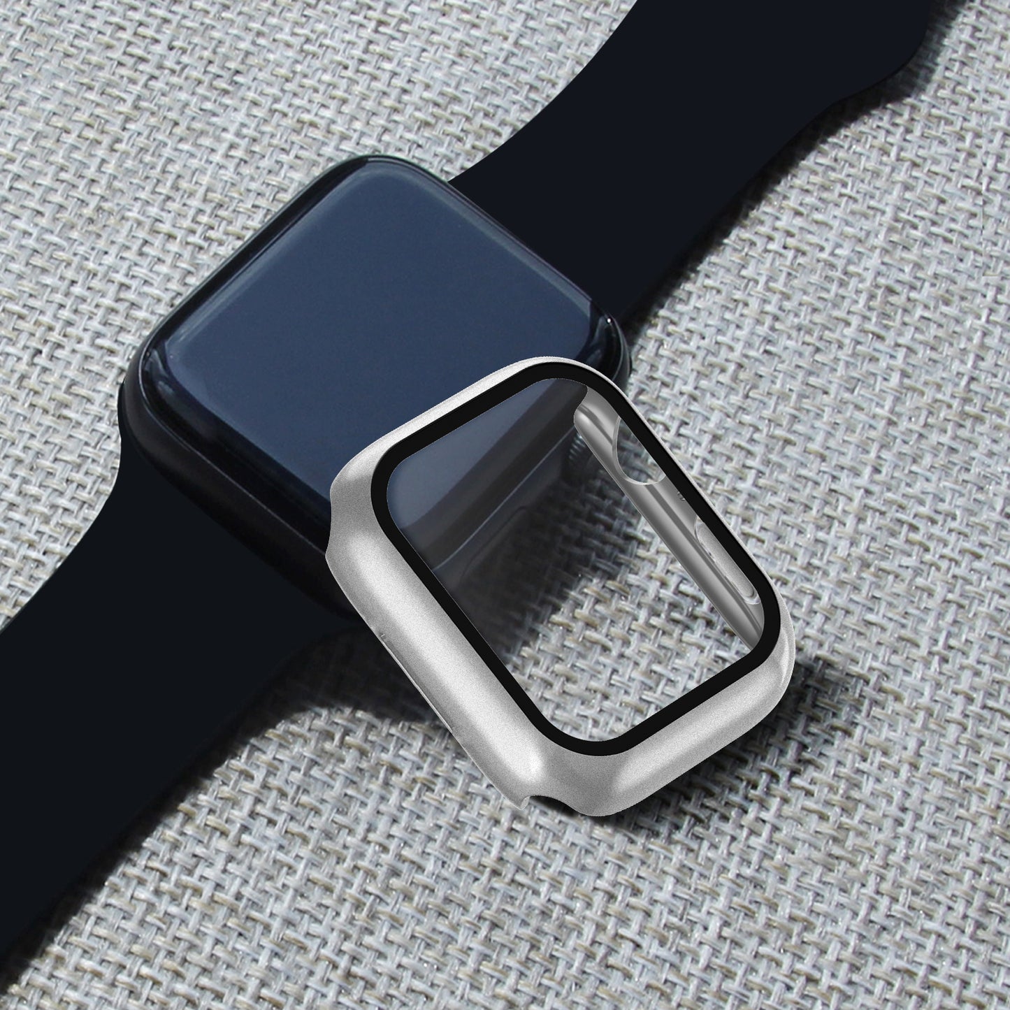 2-in-1 9H Tempered Glass Film Matte Hard PC Watch Case Cover for Apple Watch Series 7 45mm / Series 8 45mm