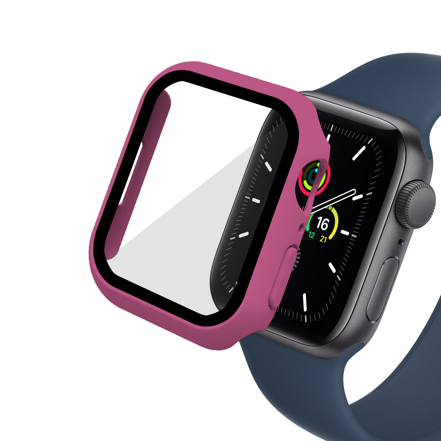 2-in-1 9H Tempered Glass Film Matte Hard PC Watch Case Cover for Apple Watch Series 7 45mm / Series 8 45mm