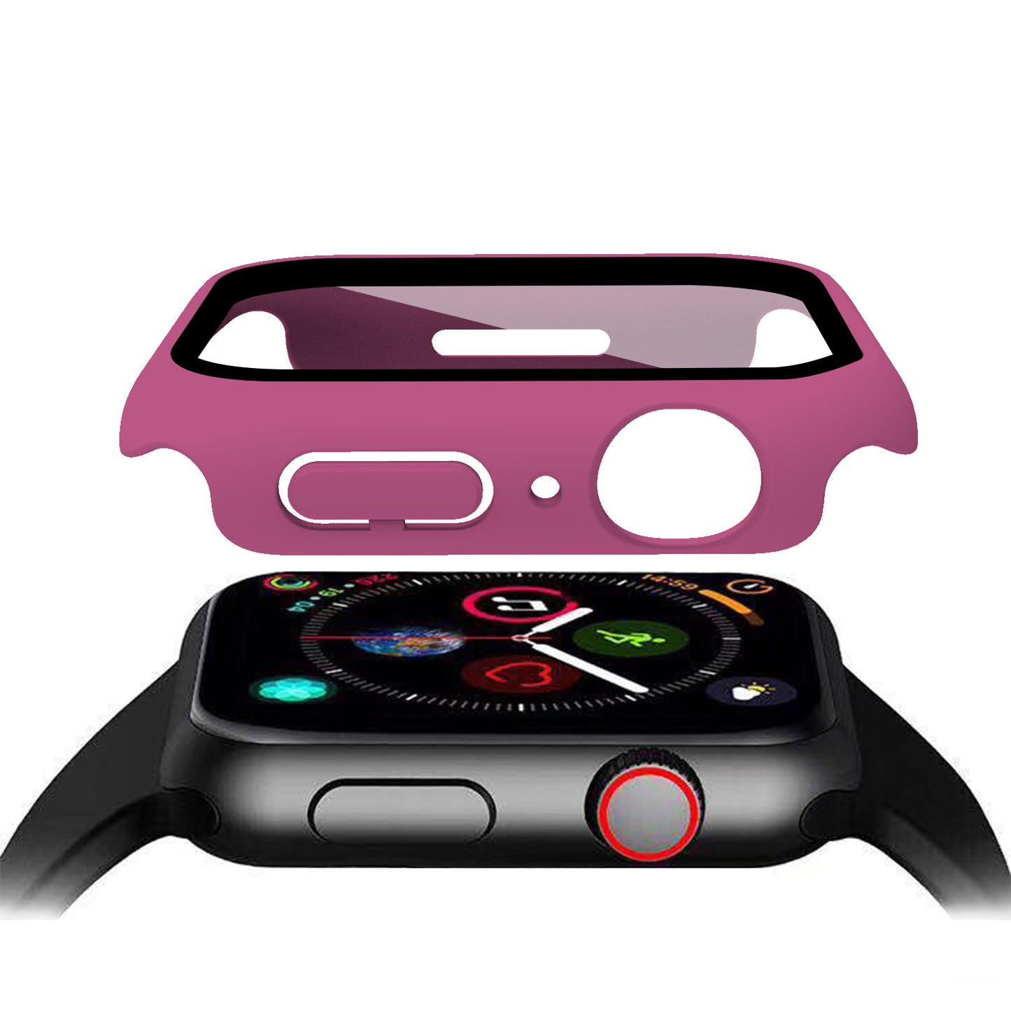 2-in-1 9H Tempered Glass Film Matte Hard PC Watch Case Cover for Apple Watch Series 7 45mm / Series 8 45mm