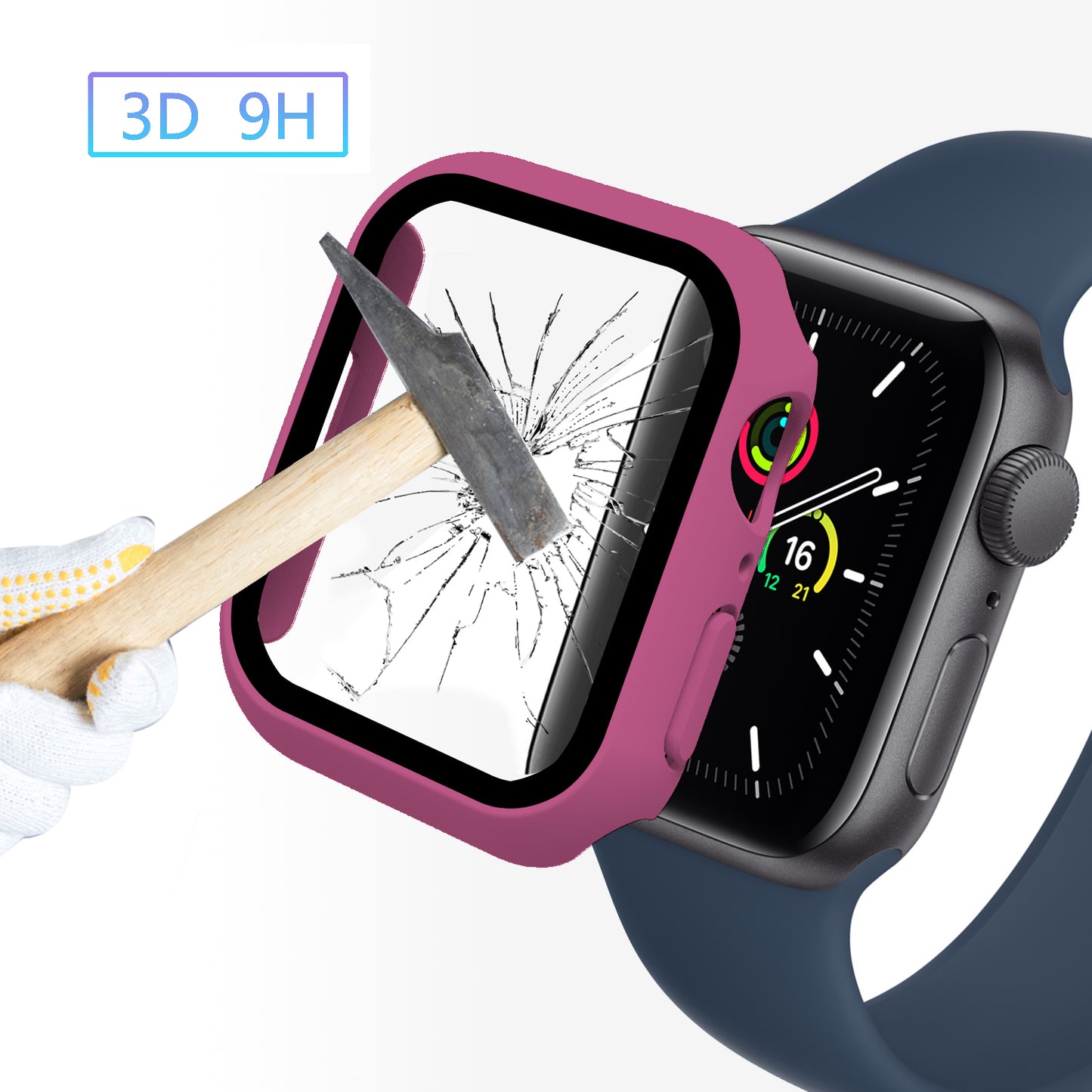 2-in-1 9H Tempered Glass Film Matte Hard PC Watch Case Cover for Apple Watch Series 7 45mm / Series 8 45mm