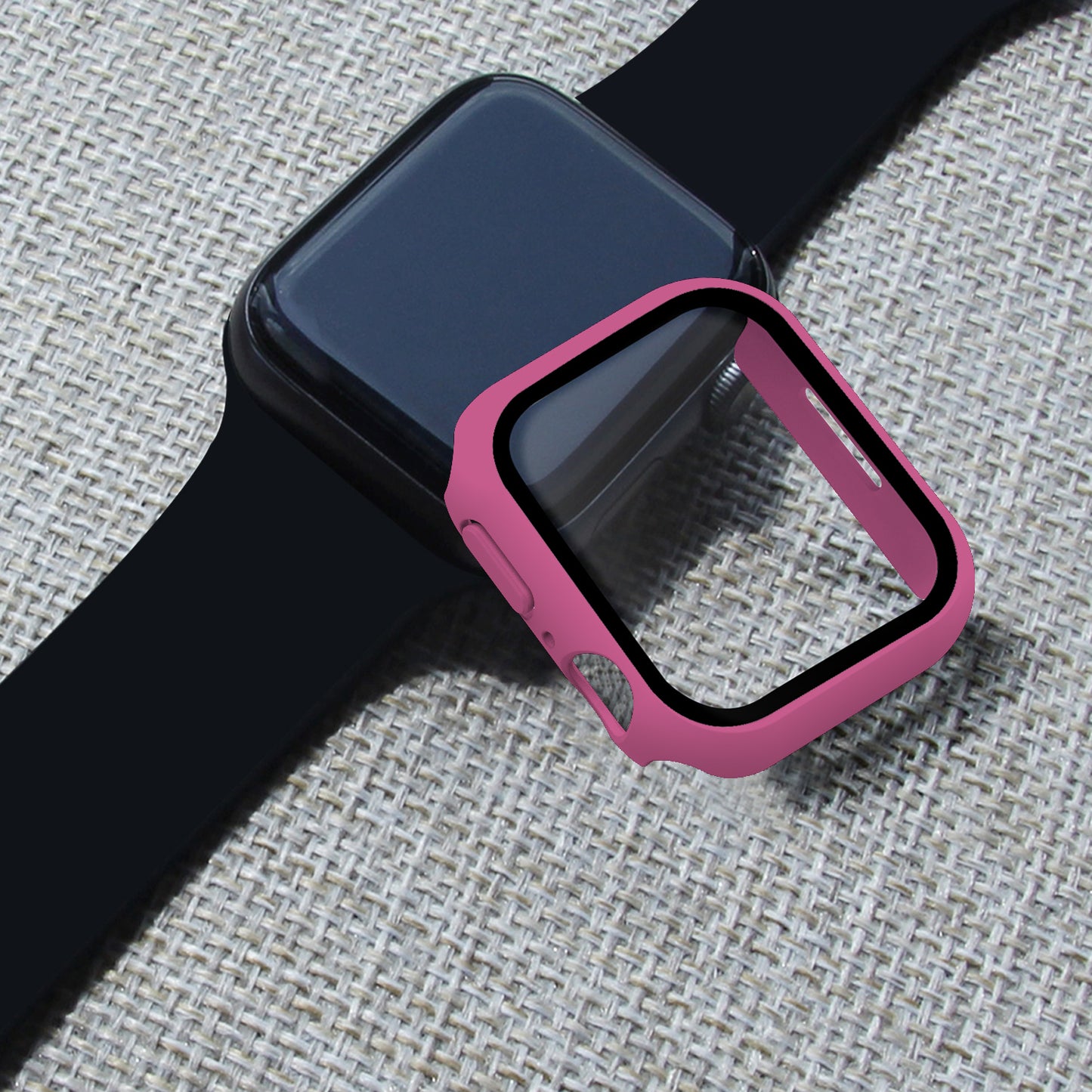 2-in-1 9H Tempered Glass Film Matte Hard PC Watch Case Cover for Apple Watch Series 7 45mm / Series 8 45mm