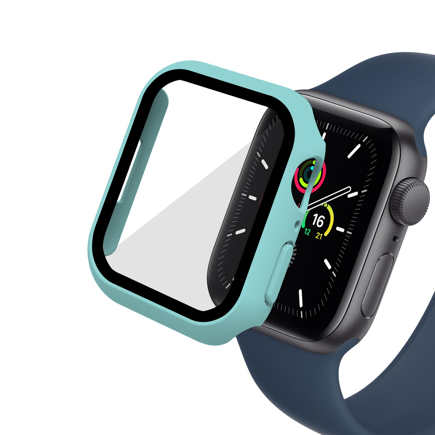 2-in-1 9H Tempered Glass Film Matte Hard PC Watch Case Cover for Apple Watch Series 7 45mm / Series 8 45mm