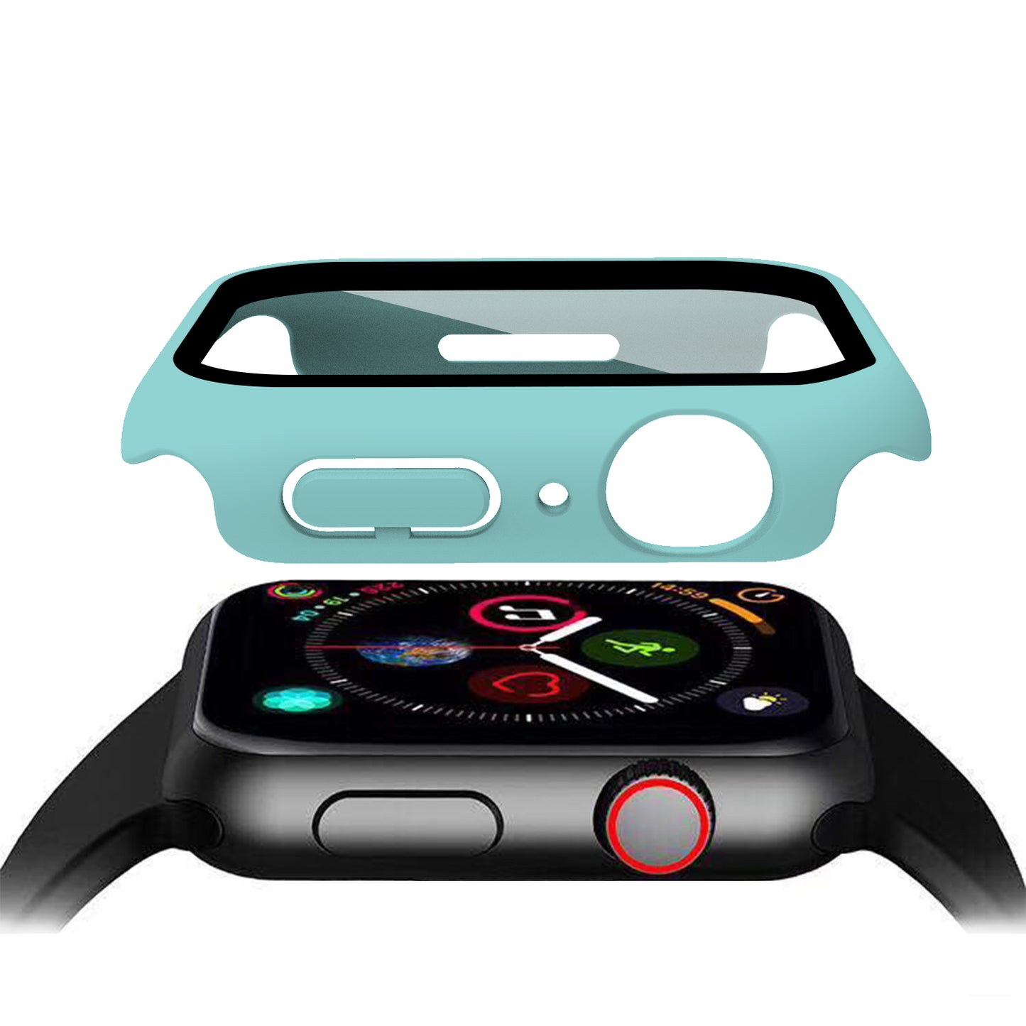2-in-1 9H Tempered Glass Film Matte Hard PC Watch Case Cover for Apple Watch Series 7 45mm / Series 8 45mm