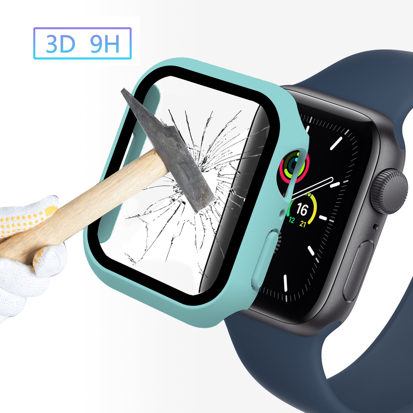 2-in-1 9H Tempered Glass Film Matte Hard PC Watch Case Cover for Apple Watch Series 7 45mm / Series 8 45mm