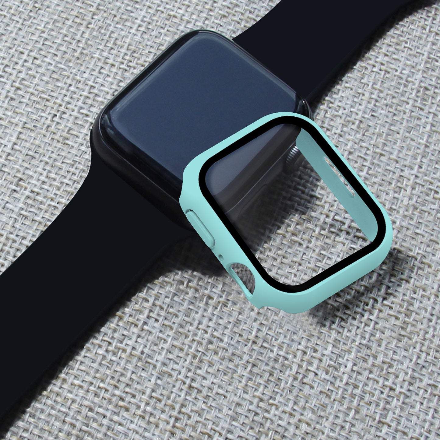 2-in-1 9H Tempered Glass Film Matte Hard PC Watch Case Cover for Apple Watch Series 7 45mm / Series 8 45mm