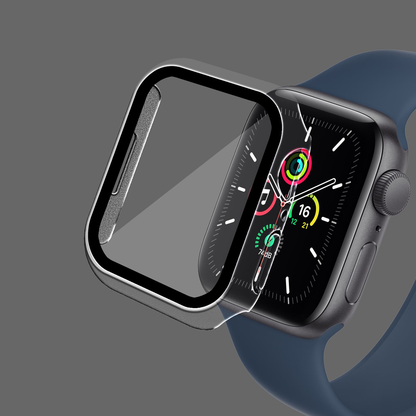 2-in-1 9H Tempered Glass Film Matte Hard PC Watch Case Cover for Apple Watch Series 7 45mm / Series 8 45mm