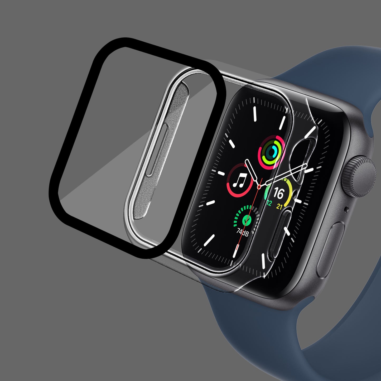 2-in-1 9H Tempered Glass Film Matte Hard PC Watch Case Cover for Apple Watch Series 7 45mm / Series 8 45mm