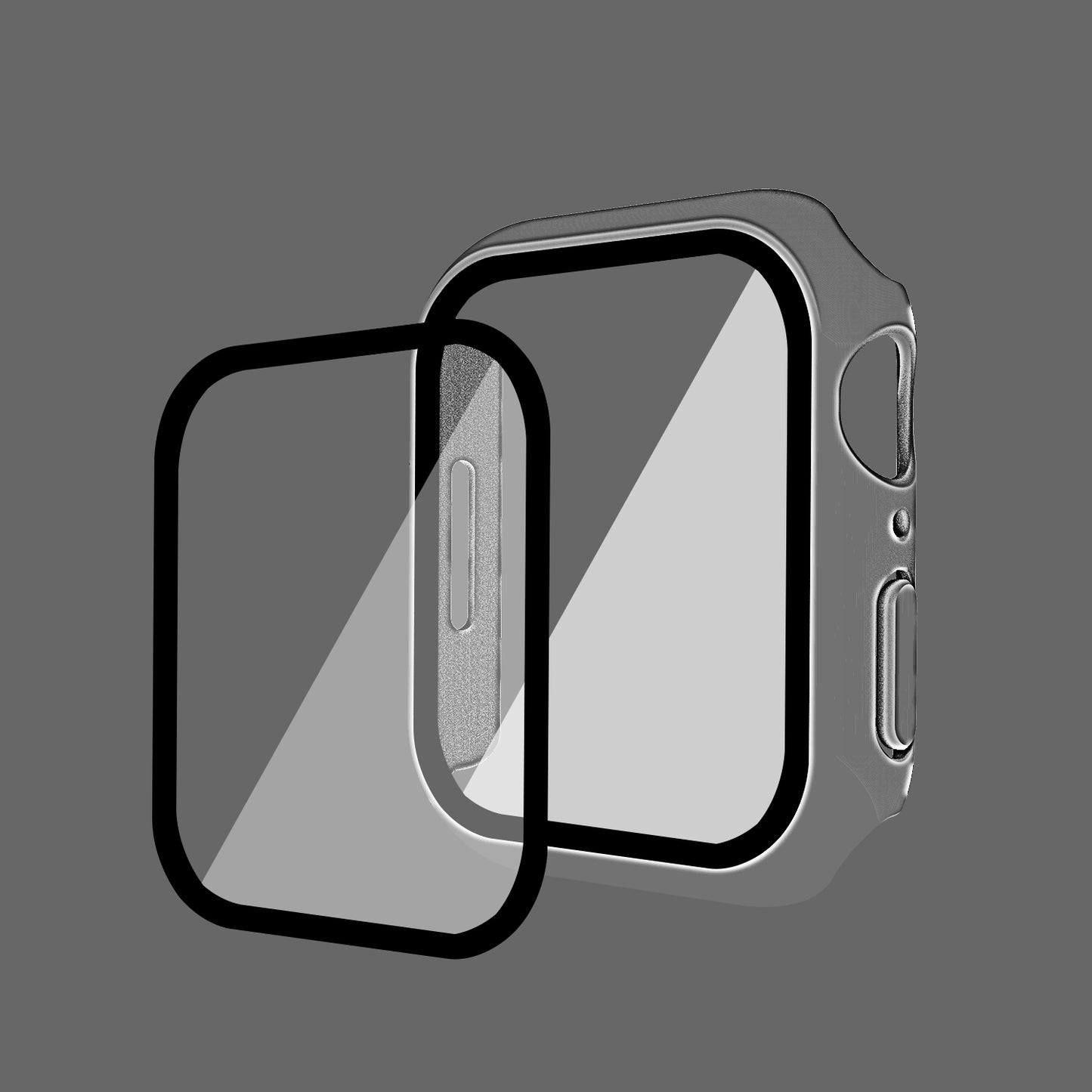 2-in-1 9H Tempered Glass Film Matte Hard PC Watch Case Cover for Apple Watch Series 7 45mm / Series 8 45mm