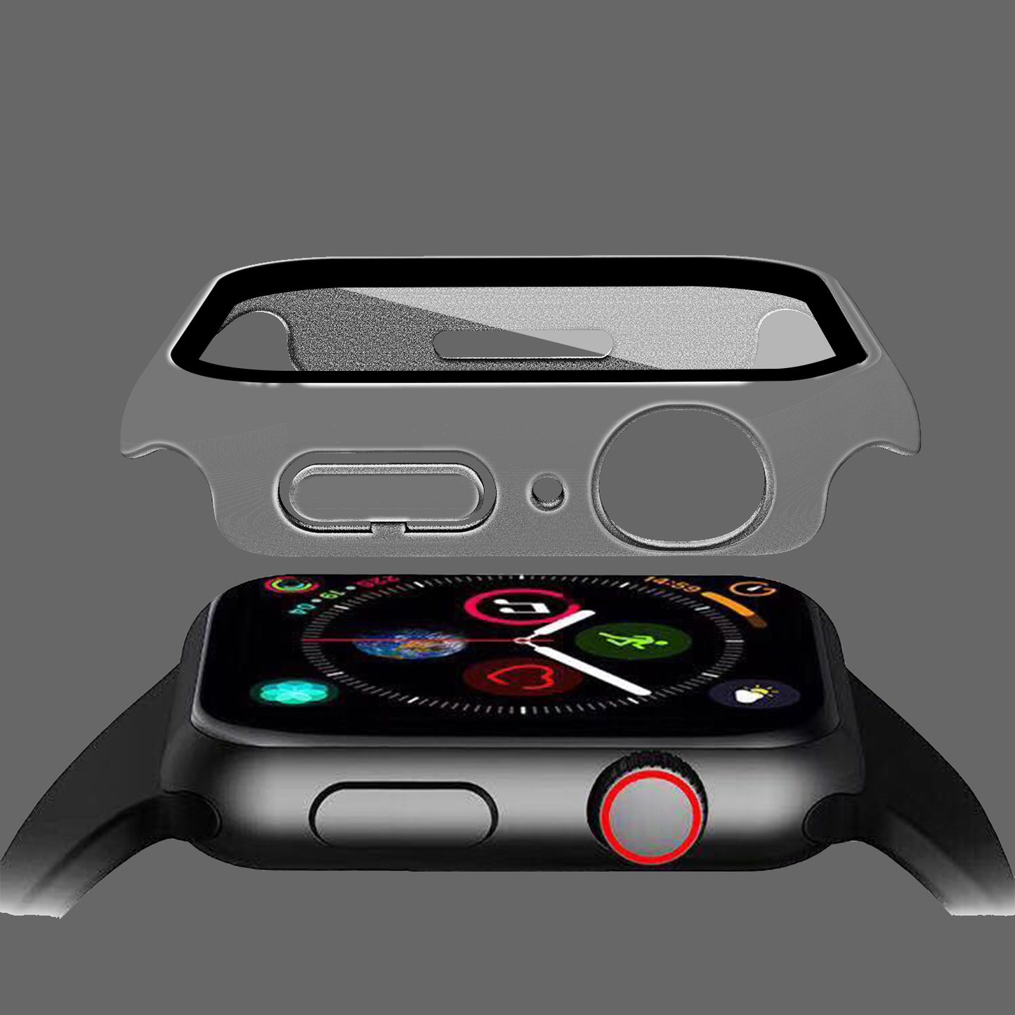 2-in-1 9H Tempered Glass Film Matte Hard PC Watch Case Cover for Apple Watch Series 7 45mm / Series 8 45mm