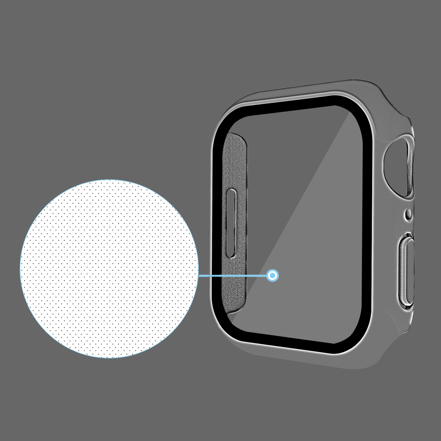 2-in-1 9H Tempered Glass Film Matte Hard PC Watch Case Cover for Apple Watch Series 7 45mm / Series 8 45mm
