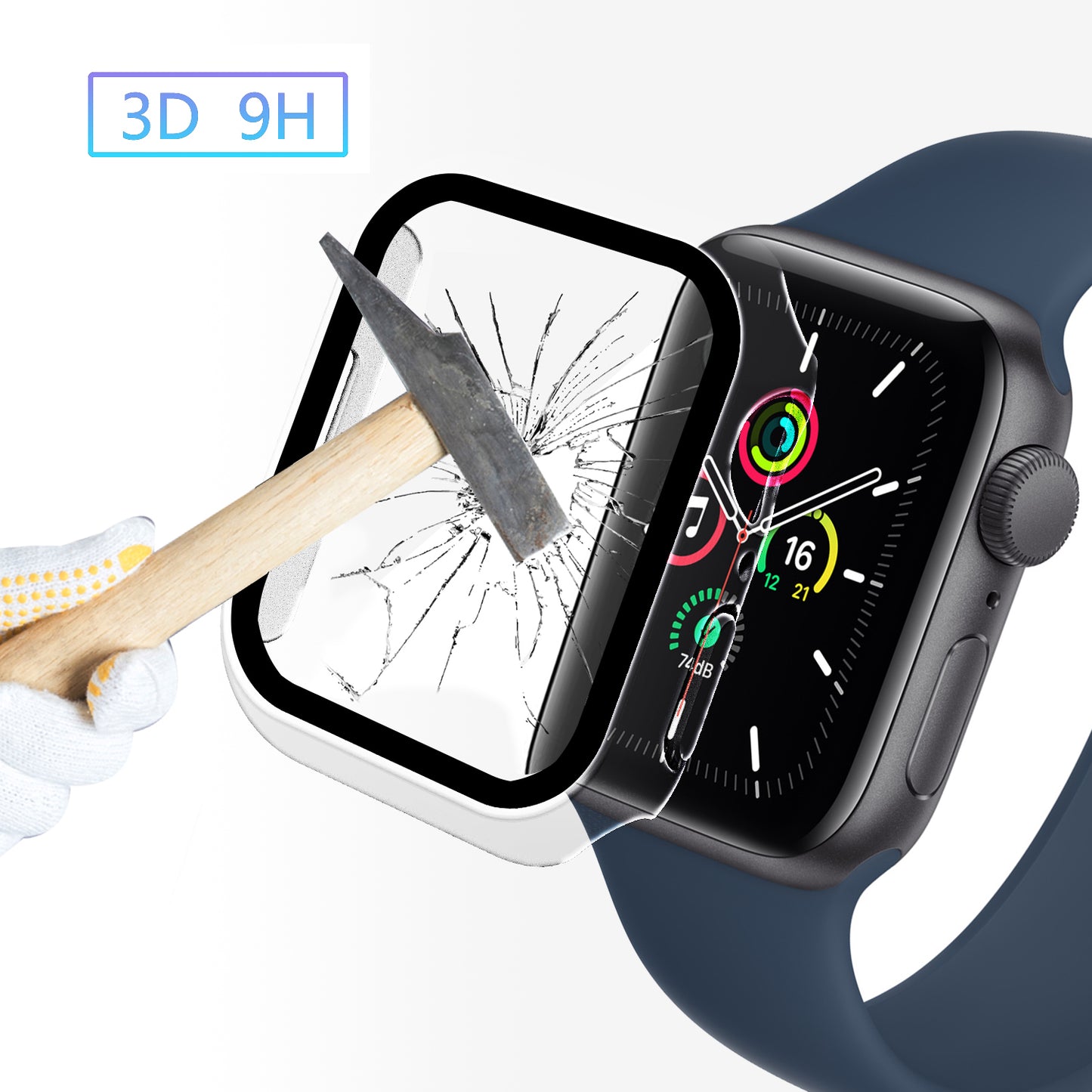 2-in-1 9H Tempered Glass Film Matte Hard PC Watch Case Cover for Apple Watch Series 7 45mm / Series 8 45mm