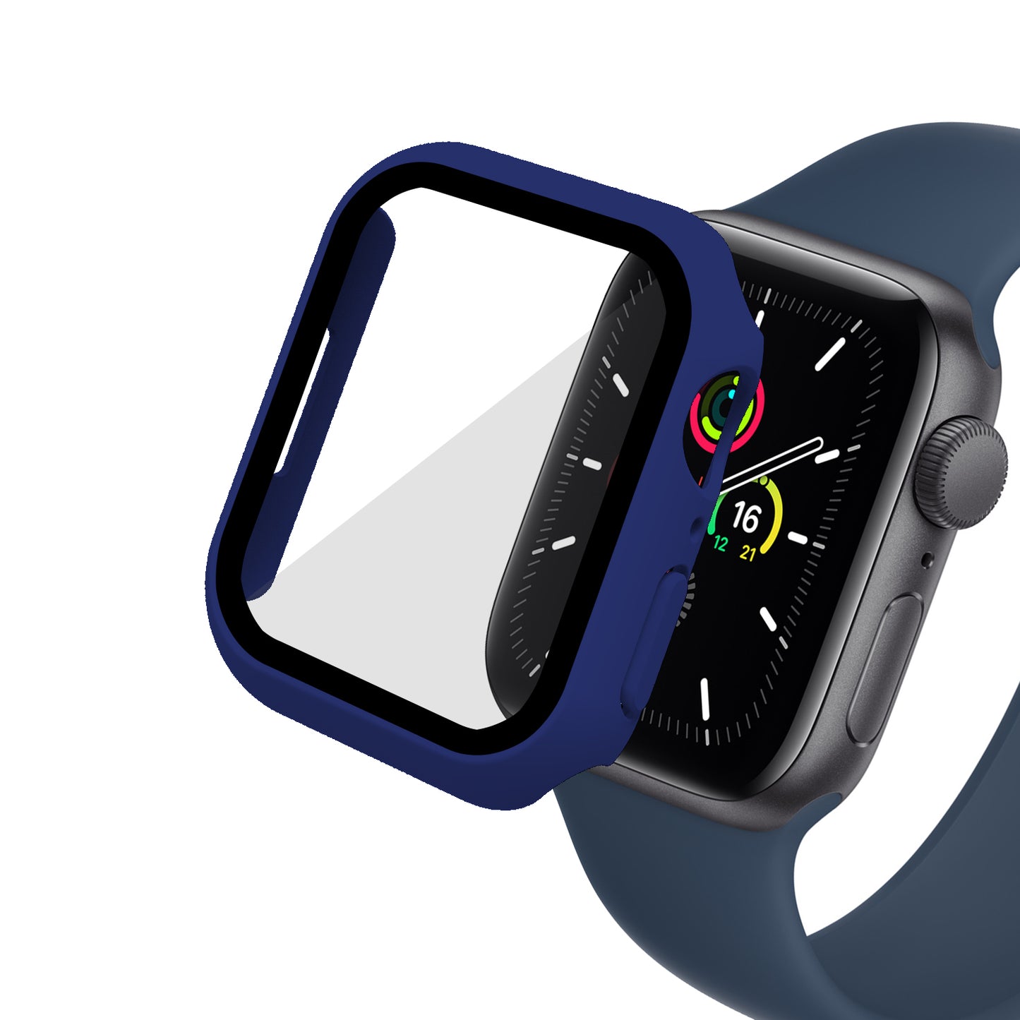 2-in-1 9H Tempered Glass Film Matte Hard PC Watch Case Cover for Apple Watch Series 7 45mm / Series 8 45mm