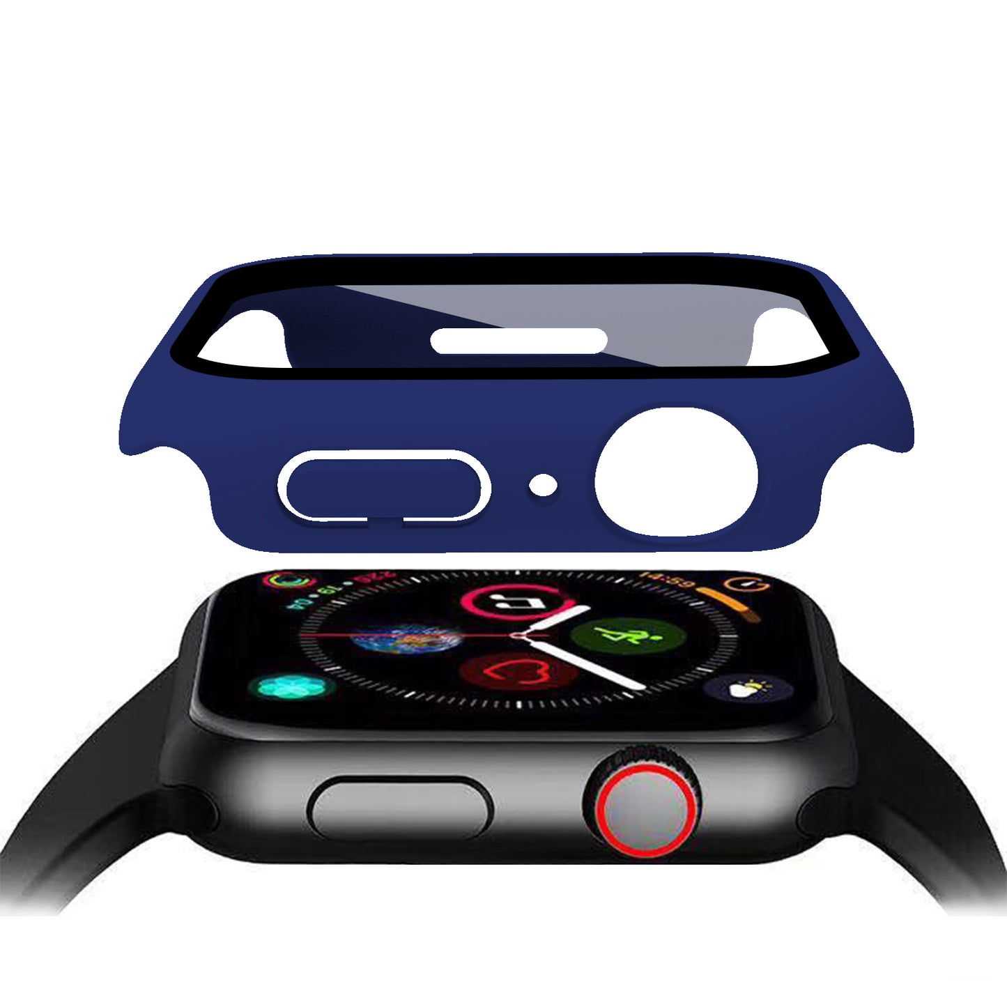 2-in-1 9H Tempered Glass Film Matte Hard PC Watch Case Cover for Apple Watch Series 7 45mm / Series 8 45mm