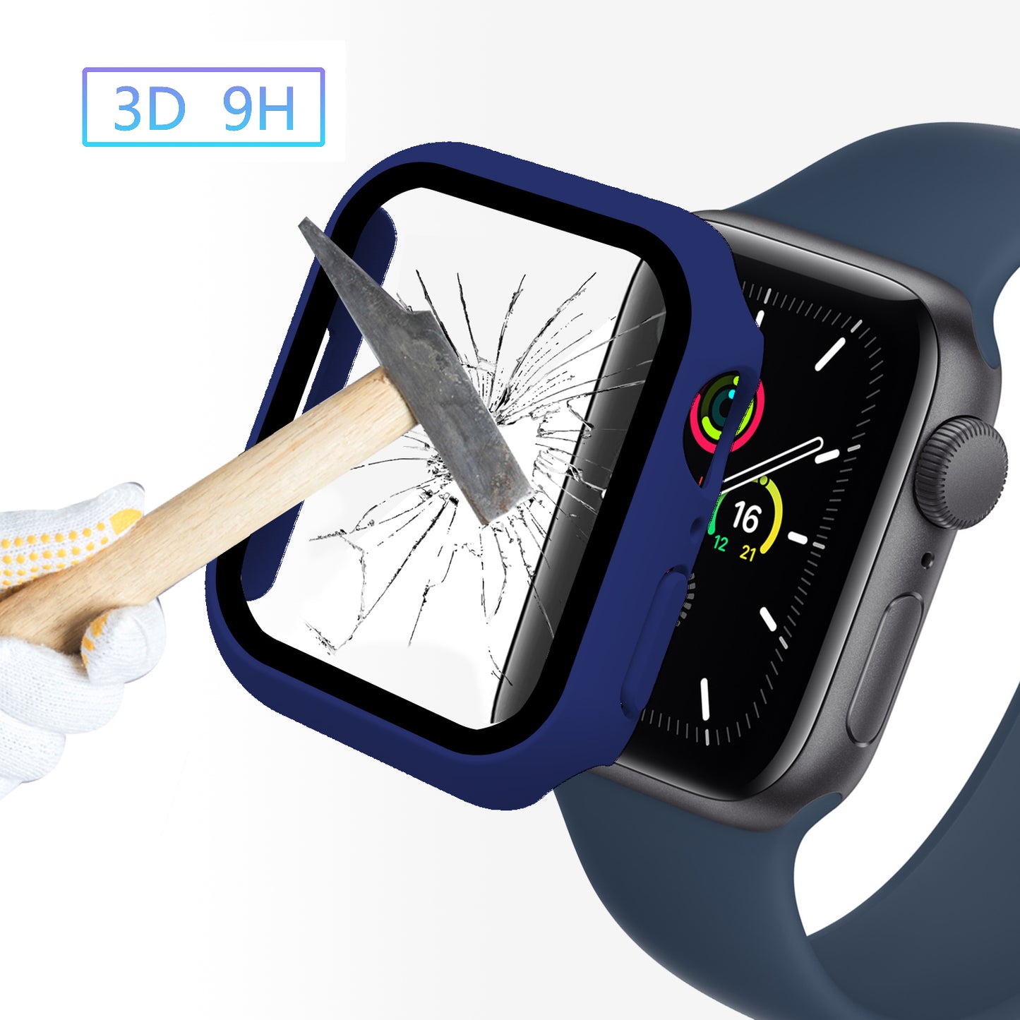2-in-1 9H Tempered Glass Film Matte Hard PC Watch Case Cover for Apple Watch Series 7 45mm / Series 8 45mm