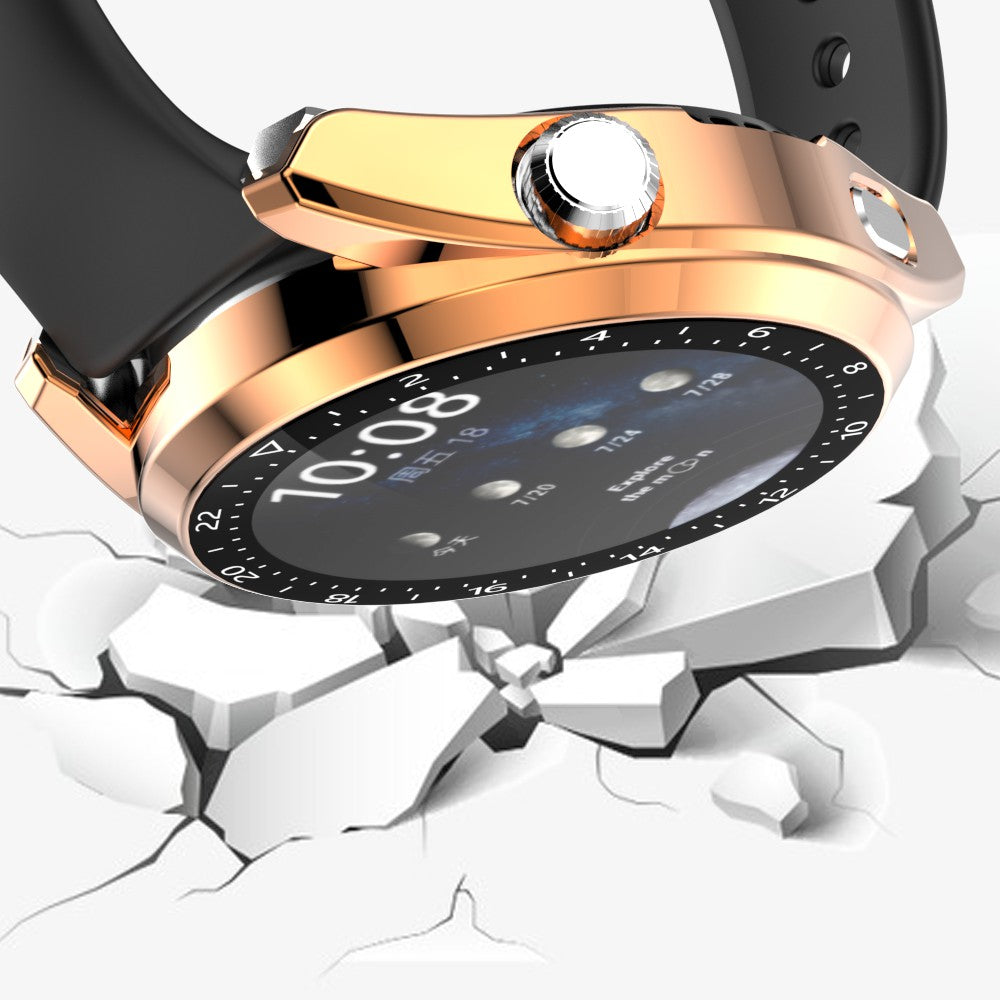 For Huawei Watch 3 Pro Electroplating PC Case + Tempered Glass Screen Protector Scratch Resistant Smart Watch Cover with Dial Plate