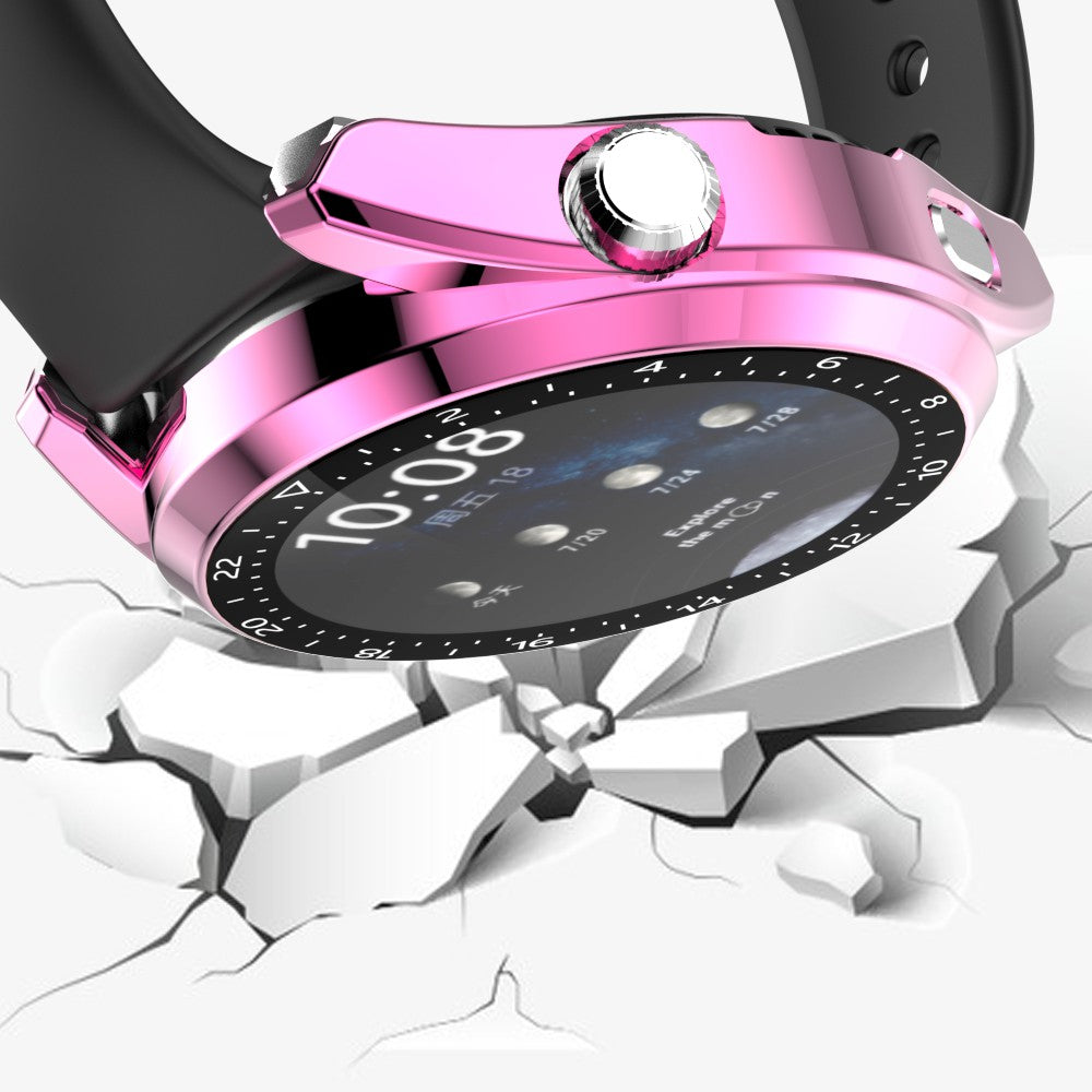 For Huawei Watch 3 Pro Electroplating PC Case + Tempered Glass Screen Protector Scratch Resistant Smart Watch Cover with Dial Plate