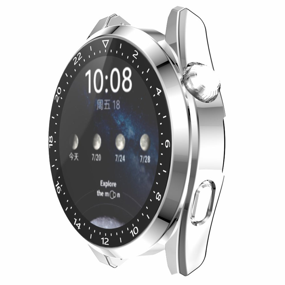 For Huawei Watch 3 Pro Electroplating PC Case + Tempered Glass Screen Protector Scratch Resistant Smart Watch Cover with Dial Plate