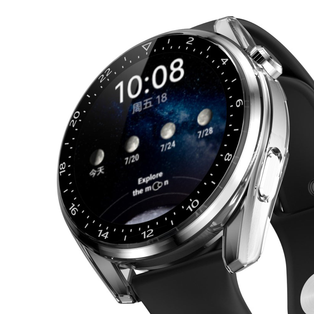 For Huawei Watch 3 Pro Electroplating PC Case + Tempered Glass Screen Protector Scratch Resistant Smart Watch Cover with Dial Plate
