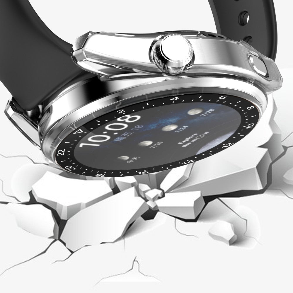For Huawei Watch 3 Pro Electroplating PC Case + Tempered Glass Screen Protector Scratch Resistant Smart Watch Cover with Dial Plate
