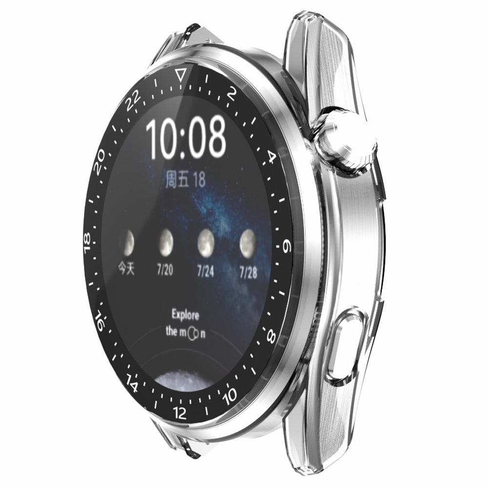 For Huawei Watch 3 Pro Electroplating PC Case + Tempered Glass Screen Protector Scratch Resistant Smart Watch Cover with Dial Plate