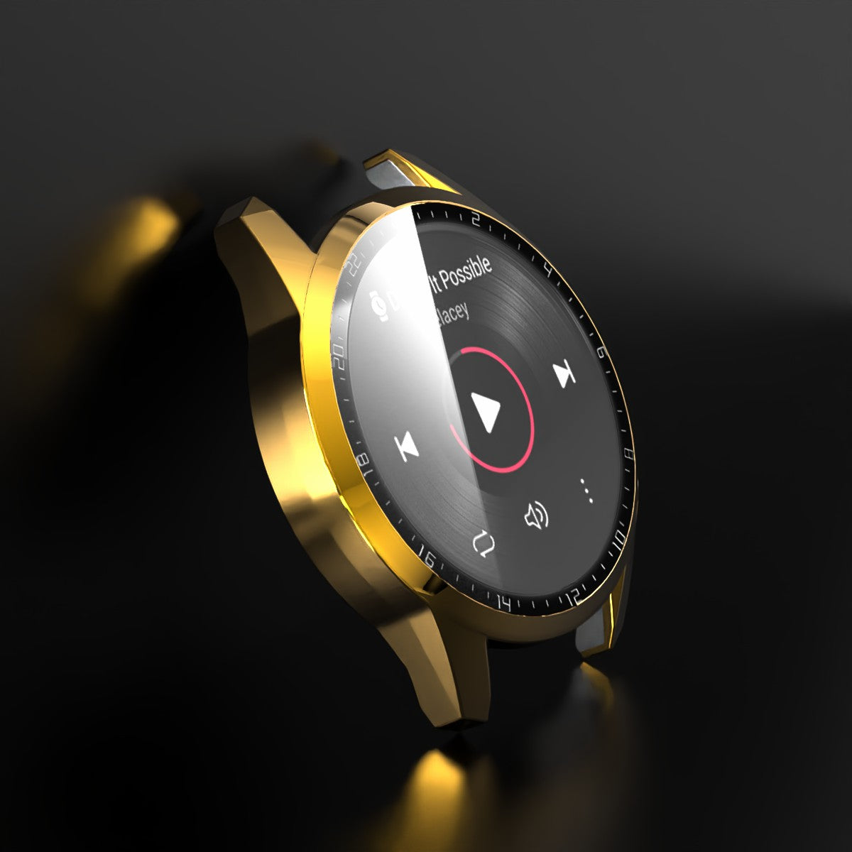 For Huawei Watch GT 2 46mm Stylish Electroplating PC Watch Cover Case with Tempered Glass Screen Protector with Dial Plate