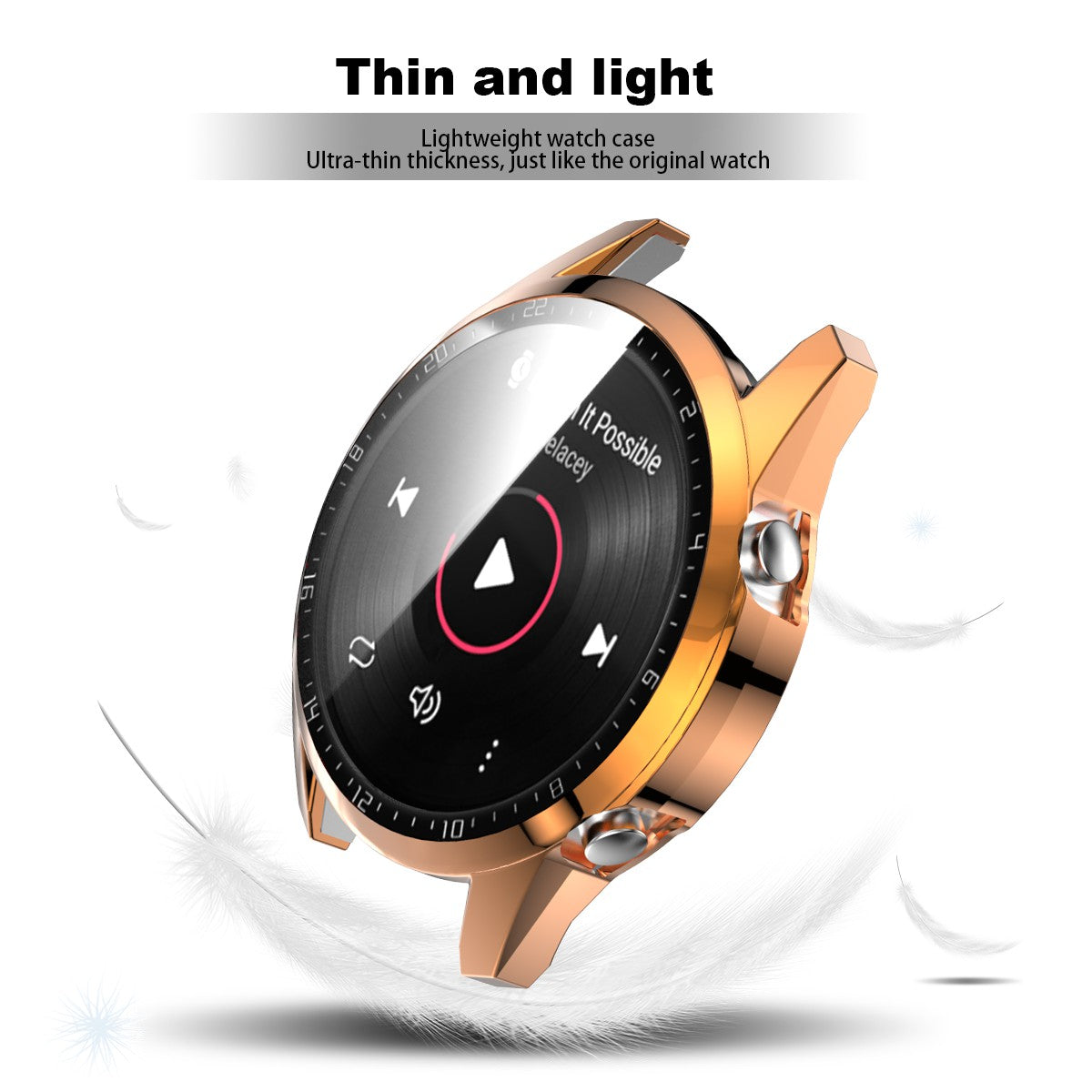 For Huawei Watch GT 2 46mm Stylish Electroplating PC Watch Cover Case with Tempered Glass Screen Protector with Dial Plate
