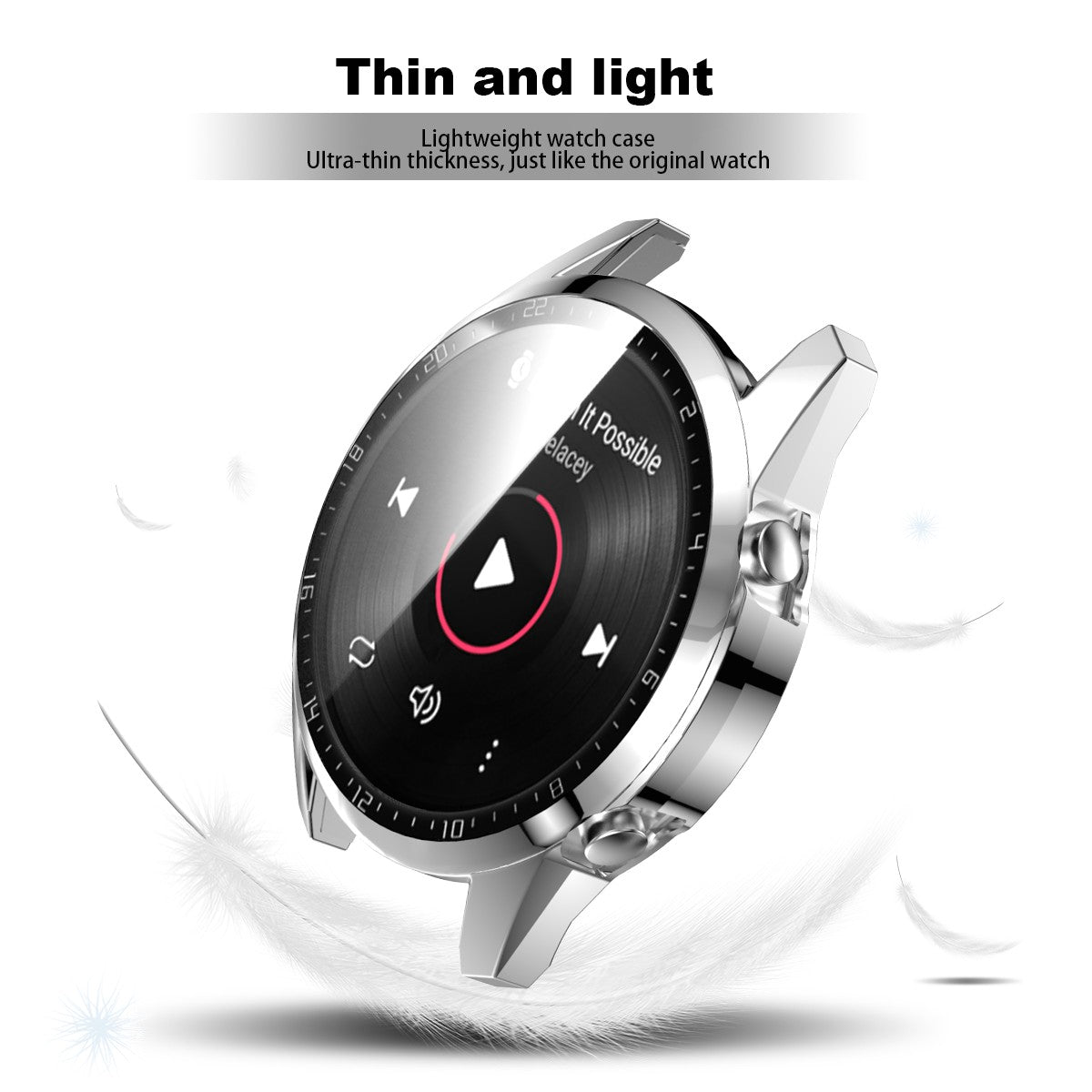 For Huawei Watch GT 2 46mm Stylish Electroplating PC Watch Cover Case with Tempered Glass Screen Protector with Dial Plate