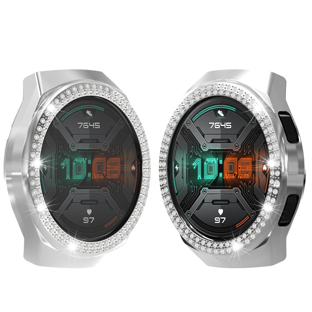 For Huawei Watch GT 2e Two Row Rhinestones Decor PC Watch Protective Case Half Cover