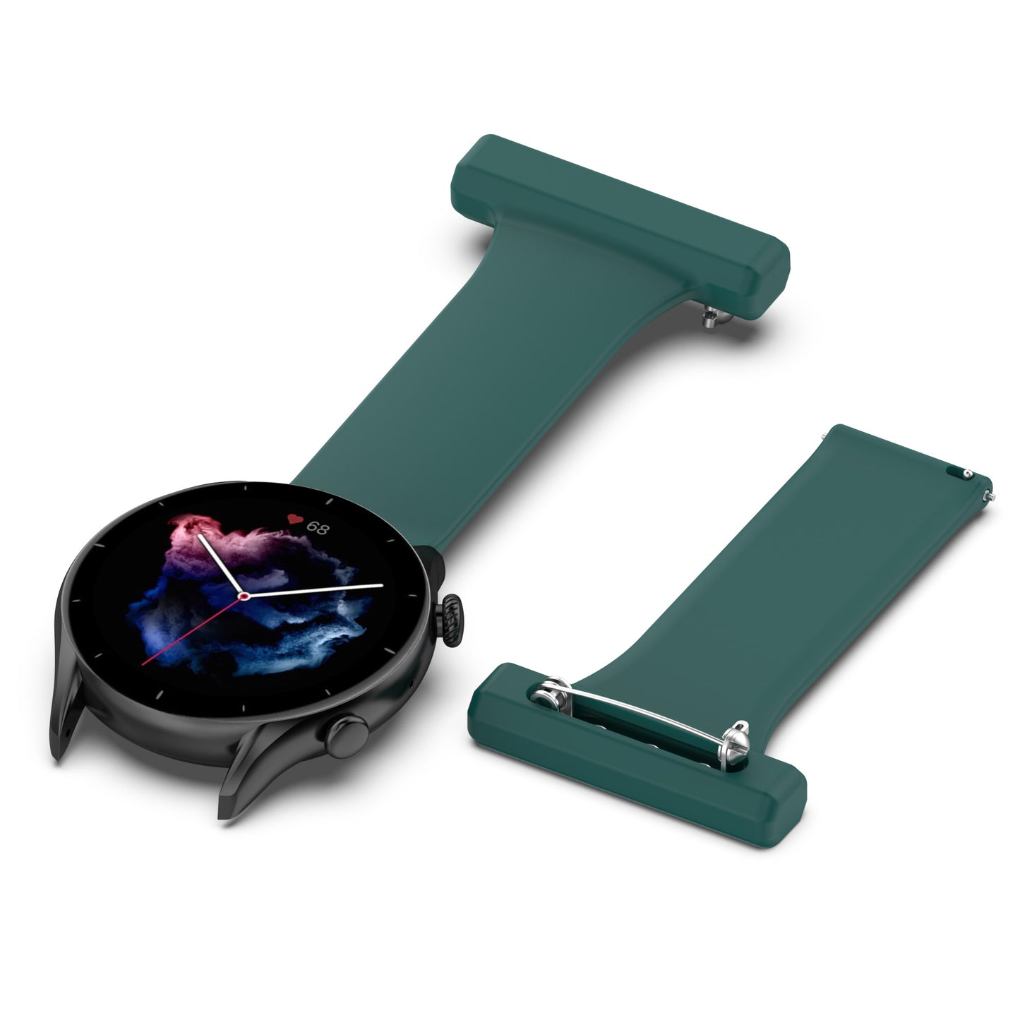 For Huawei Watch GT Runner/Samsung Galaxy Watch3 45mm Pin Style 22mm Doctor Nurse Watch Silicone Strap Hanging Buckle