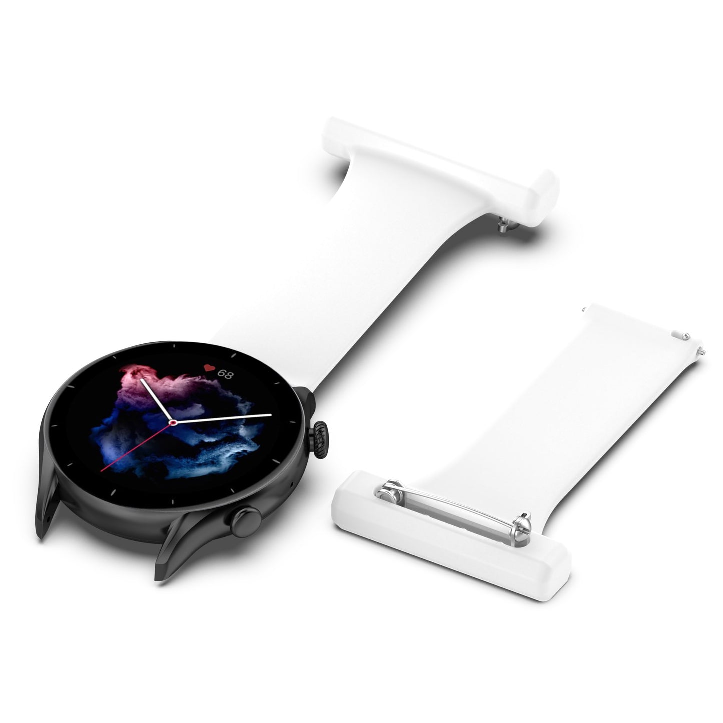 For Huawei Watch GT Runner/Samsung Galaxy Watch3 45mm Pin Style 22mm Doctor Nurse Watch Silicone Strap Hanging Buckle