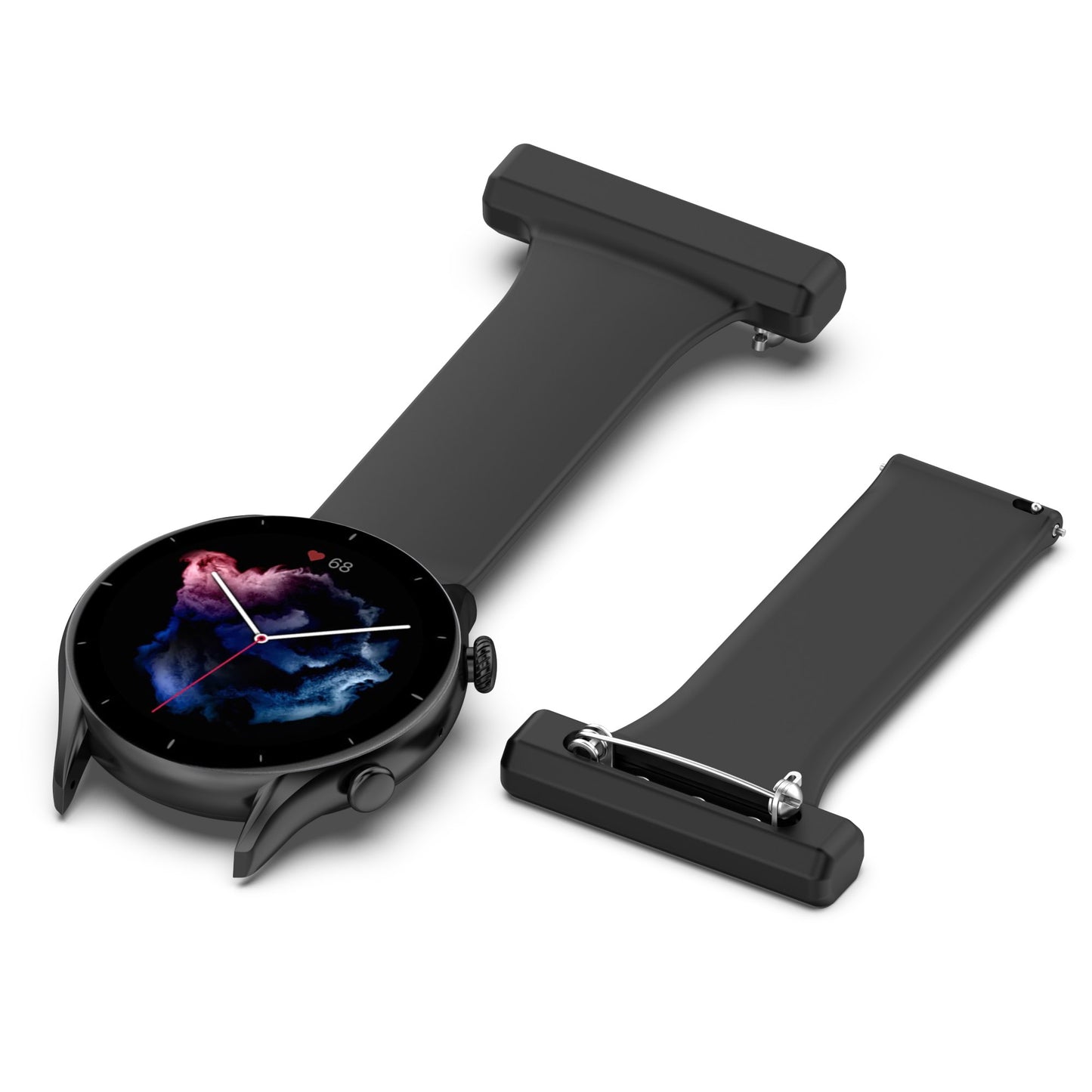 For Huawei Watch GT Runner/Samsung Galaxy Watch3 45mm Pin Style 22mm Doctor Nurse Watch Silicone Strap Hanging Buckle