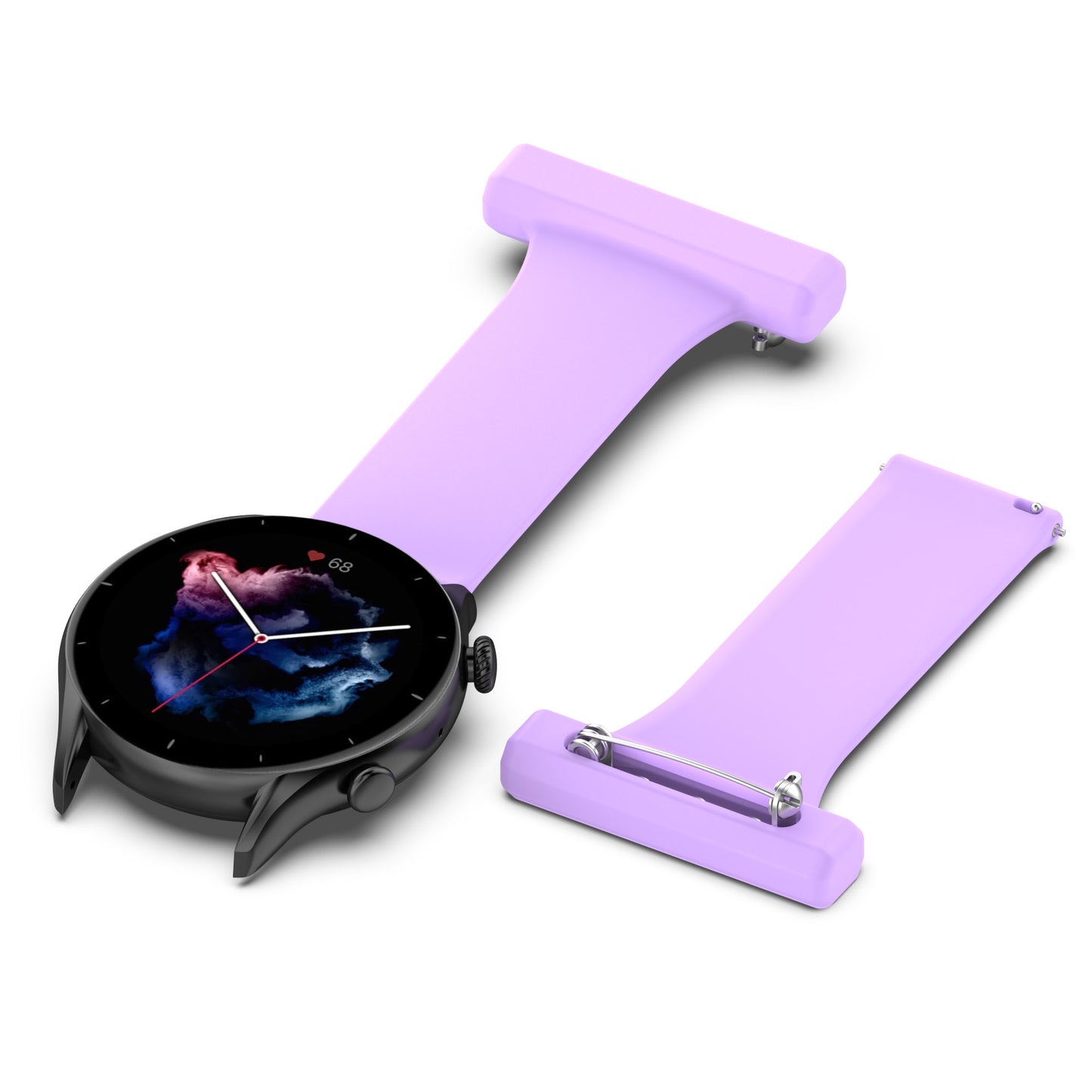 For Huawei Watch GT Runner/Samsung Galaxy Watch3 45mm Pin Style 22mm Doctor Nurse Watch Silicone Strap Hanging Buckle