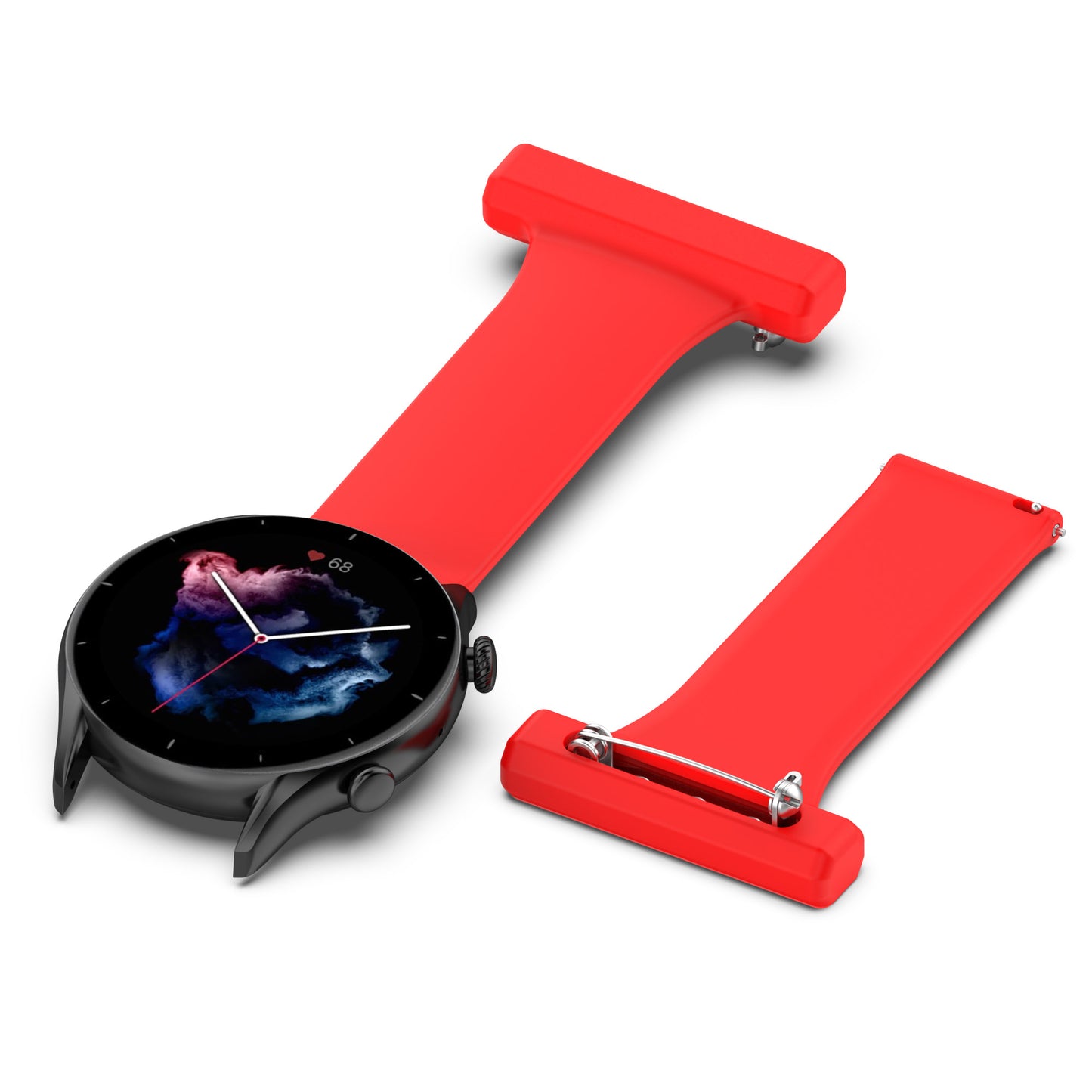 For Huawei Watch GT Runner/Samsung Galaxy Watch3 45mm Pin Style 22mm Doctor Nurse Watch Silicone Strap Hanging Buckle