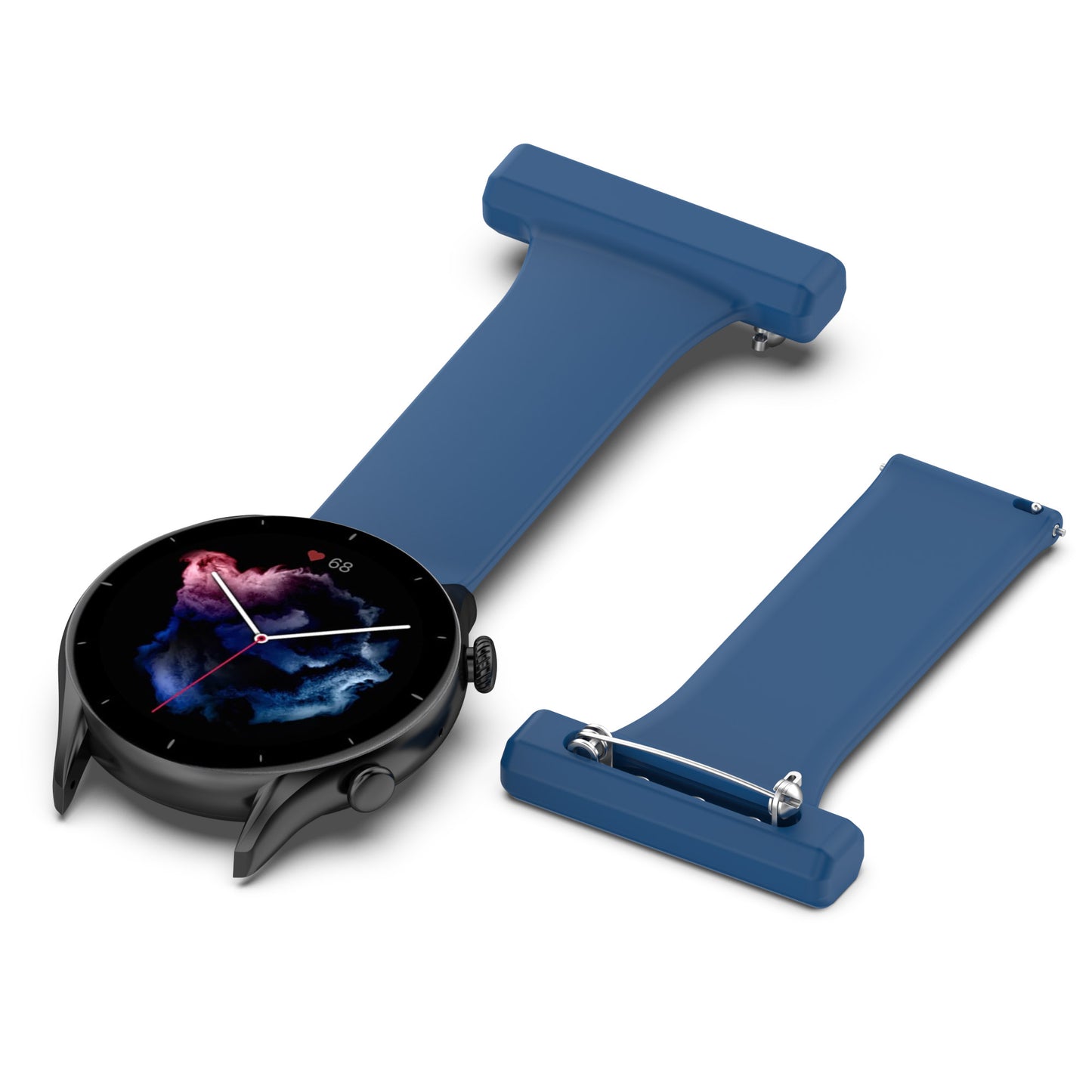 For Huawei Watch GT Runner/Samsung Galaxy Watch3 45mm Pin Style 22mm Doctor Nurse Watch Silicone Strap Hanging Buckle
