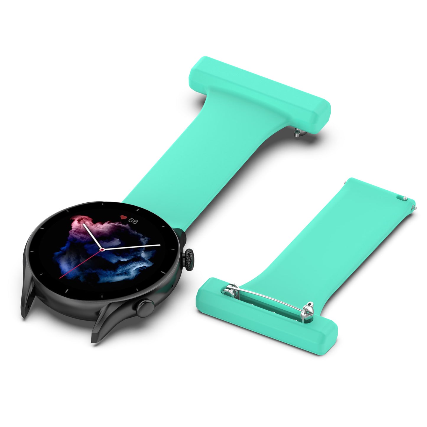 For Huawei Watch GT Runner/Samsung Galaxy Watch3 45mm Pin Style 22mm Doctor Nurse Watch Silicone Strap Hanging Buckle