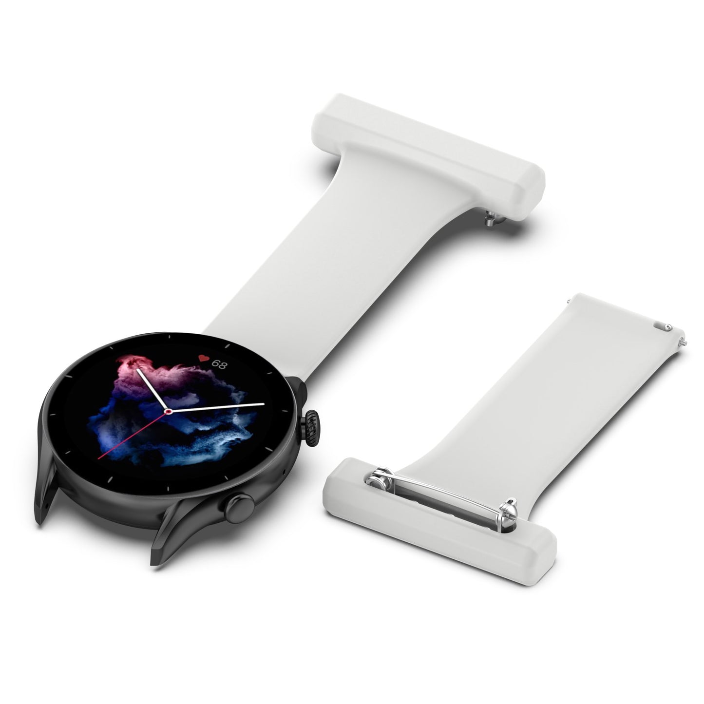 For Huawei Watch GT Runner/Samsung Galaxy Watch3 45mm Pin Style 22mm Doctor Nurse Watch Silicone Strap Hanging Buckle