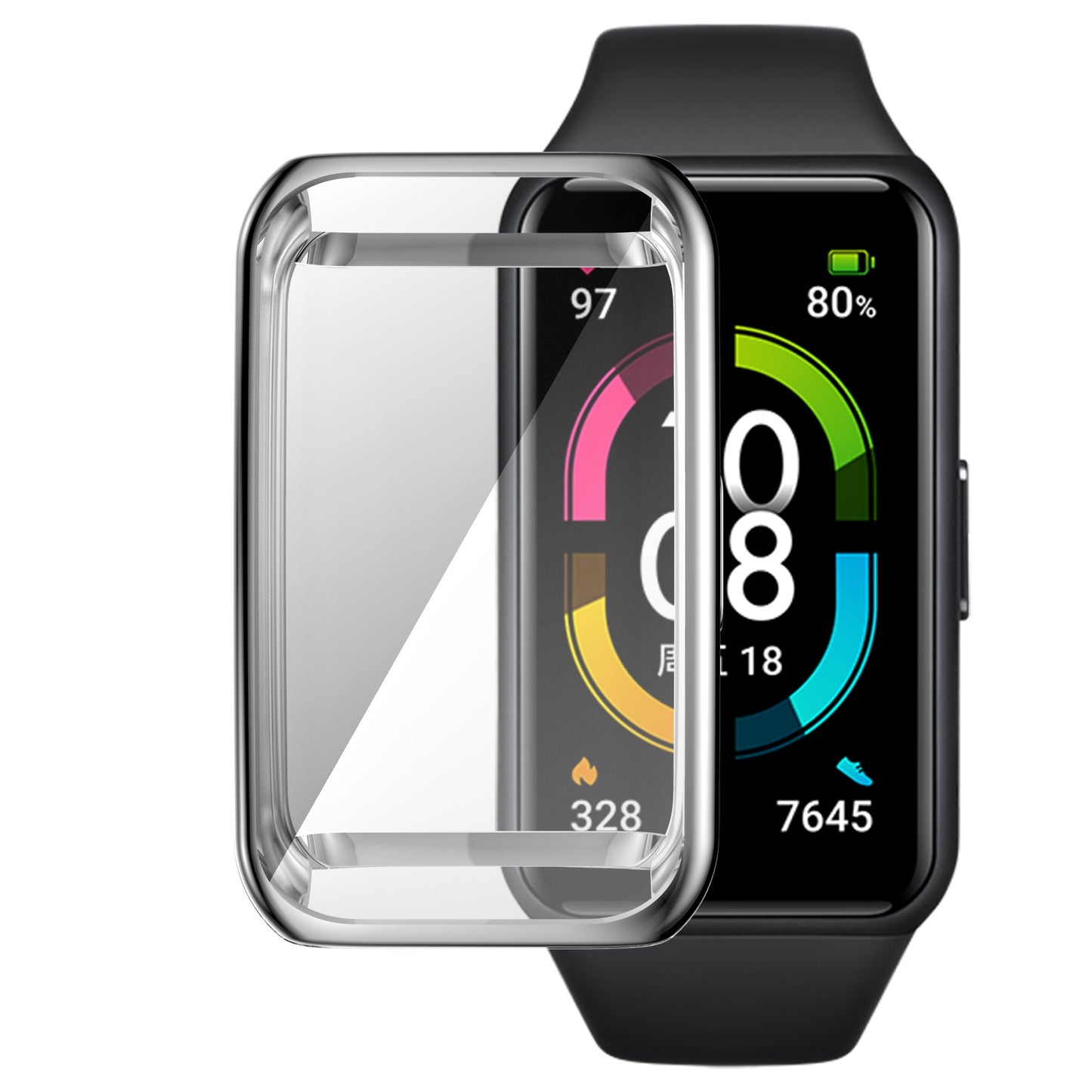 For Huawei Band 6/Band 6 Pro/Band 7/Honor 6 Anti-fall Shockproof Electroplating Transparent Watch Case