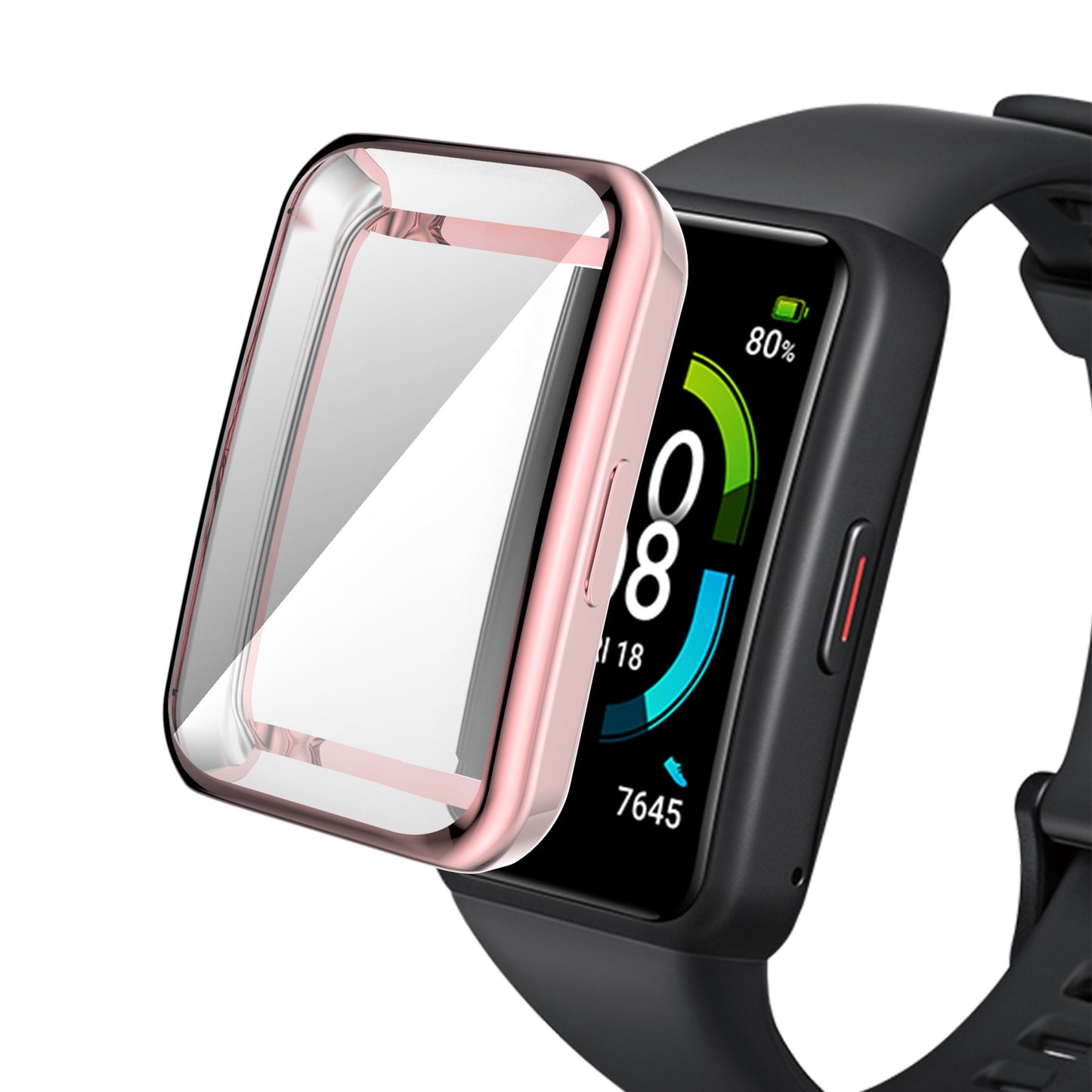 For Huawei Band 6/Band 6 Pro/Band 7/Honor 6 Anti-fall Shockproof Electroplating Transparent Watch Case