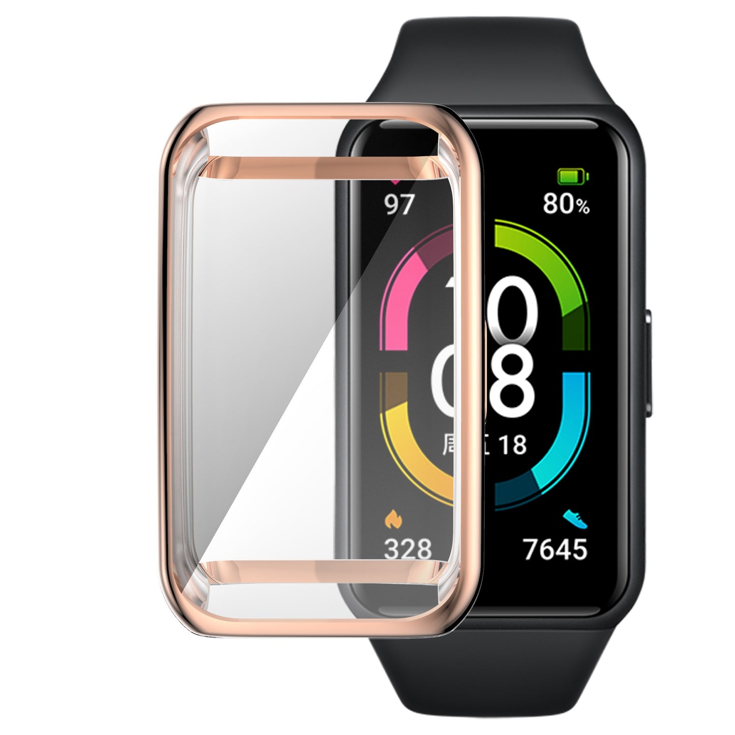 For Huawei Band 6/Band 6 Pro/Band 7/Honor 6 Anti-fall Shockproof Electroplating Transparent Watch Case