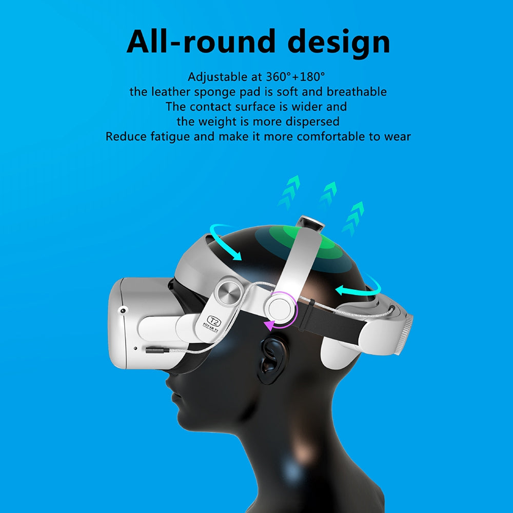 FIIT VR T2 Power For Oculus Quest 2 VR Head Strap Adjustable Headband 5000mAh Power Bank