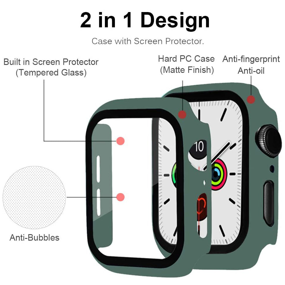 2-in-1 Frame PC + Tempered Glass Protector Watch Case for Apple Watch Series 3/2/1 42mm