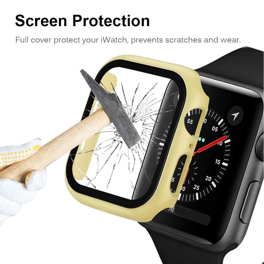 2-in-1 Frame PC + Tempered Glass Protector Watch Case for Apple Watch Series 3/2/1 42mm