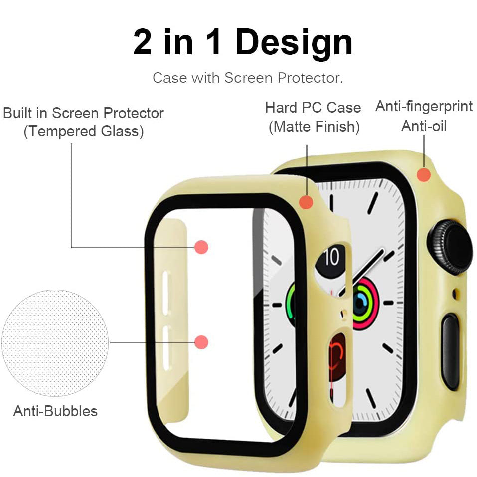 2-in-1 Frame PC + Tempered Glass Protector Watch Case for Apple Watch Series 3/2/1 42mm