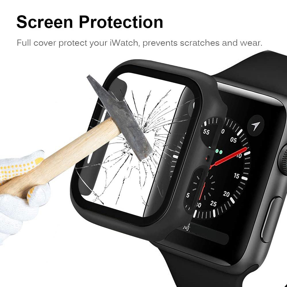 2-in-1 Frame PC + Tempered Glass Protector Watch Case for Apple Watch Series 3/2/1 42mm