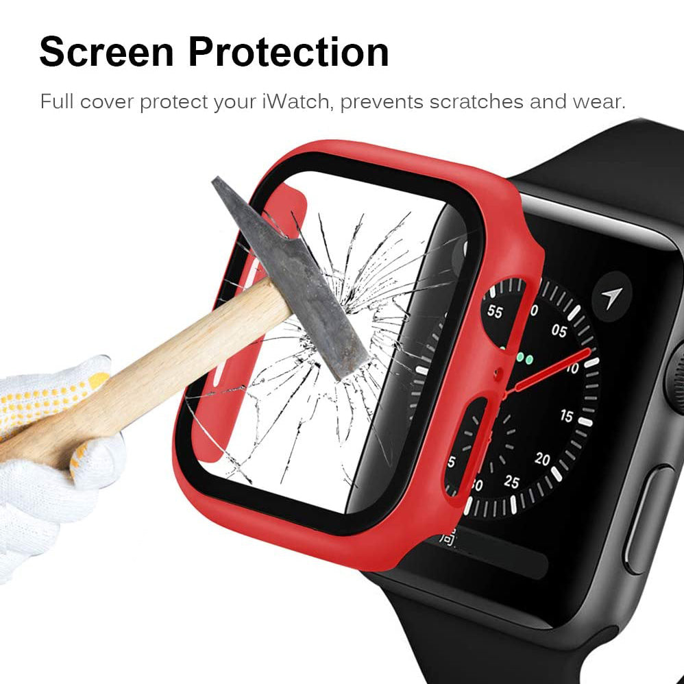 2-in-1 Frame PC + Tempered Glass Protector Watch Case for Apple Watch Series 3/2/1 42mm