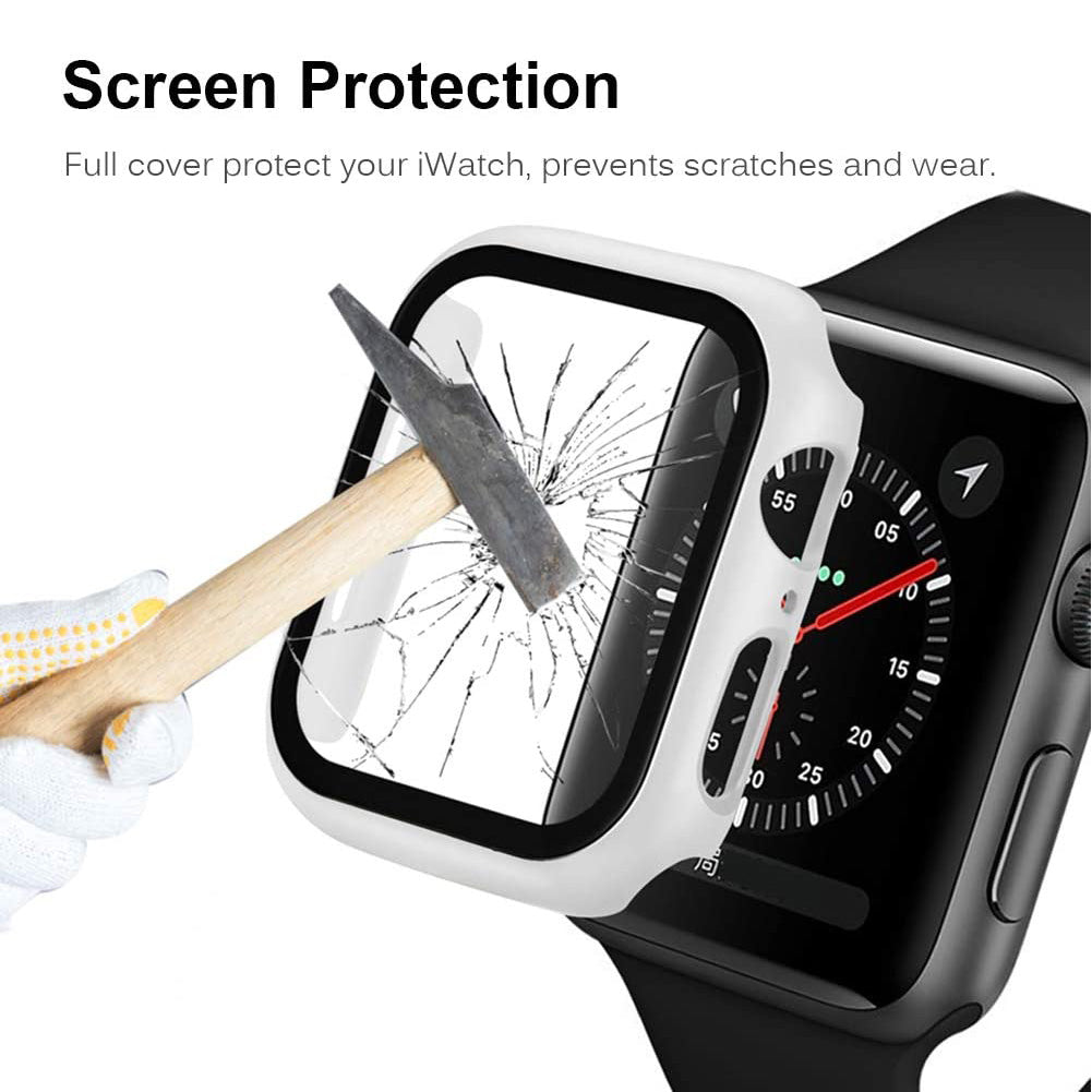 2-in-1 Frame PC + Tempered Glass Protector Watch Case for Apple Watch Series 3/2/1 42mm