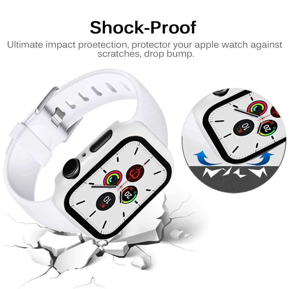 2-in-1 Frame PC + Tempered Glass Protector Watch Case for Apple Watch Series 3/2/1 42mm