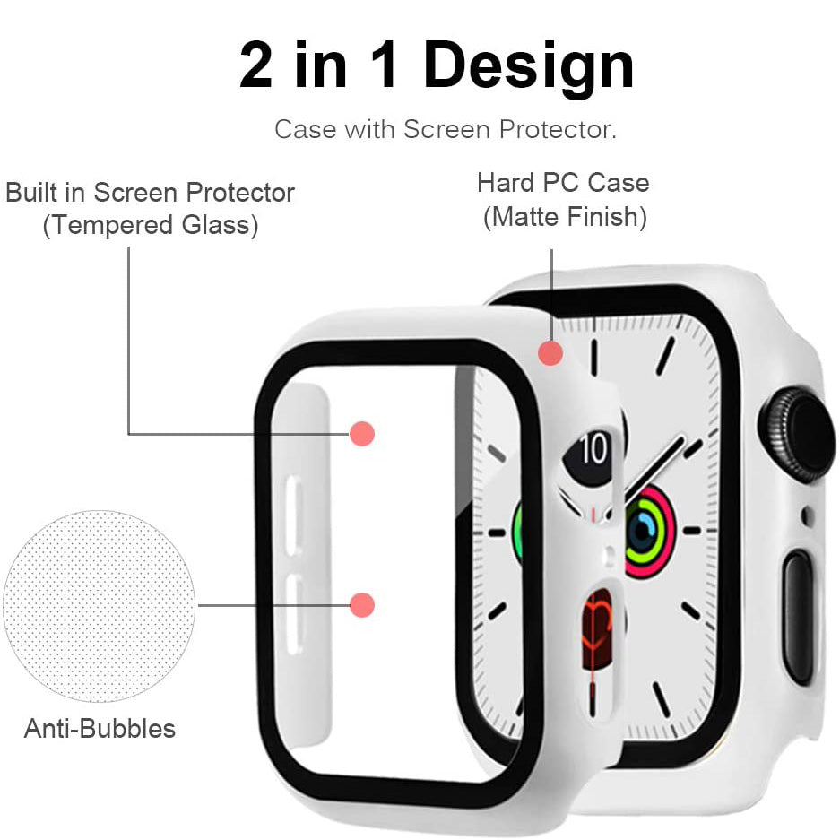 2-in-1 Frame PC + Tempered Glass Protector Watch Case for Apple Watch Series 3/2/1 42mm