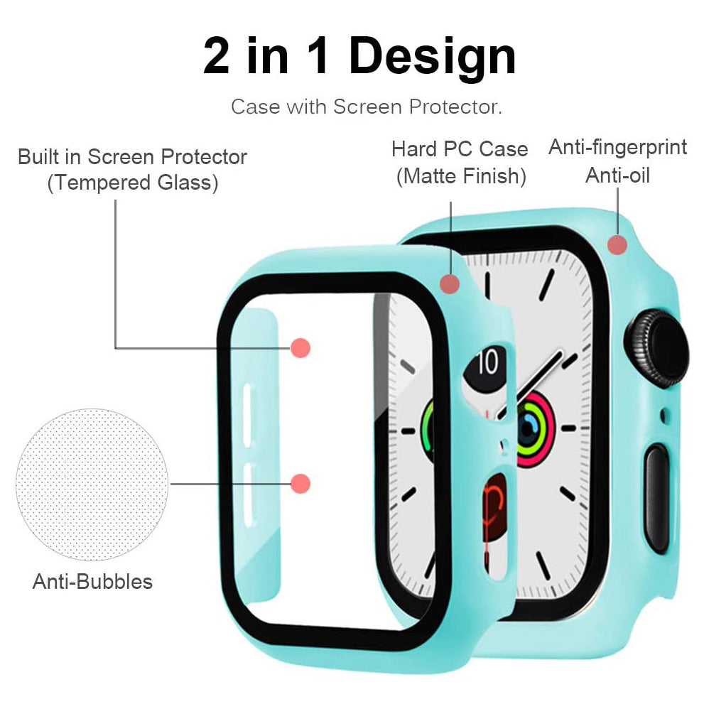 2-in-1 Frame PC + Tempered Glass Protector Watch Case for Apple Watch Series 3/2/1 42mm